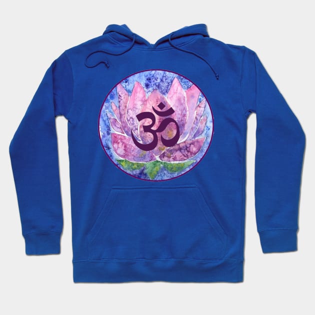 Watercolor Lotus with Ohm Symbol Hoodie by BakersDaughter